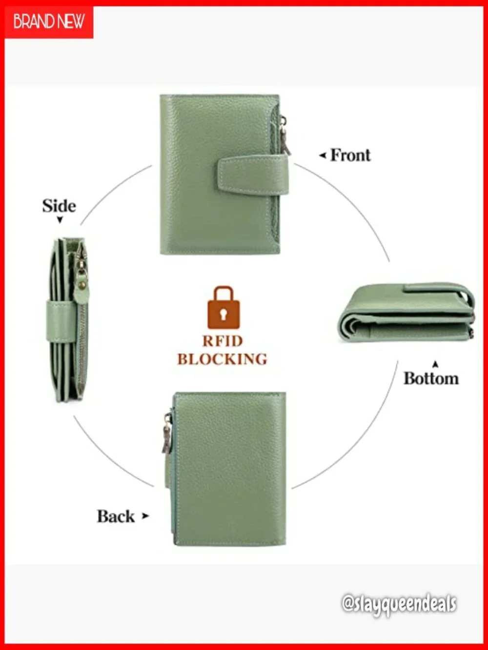 Leather Bifold RFID Blocking Wallet Compact Women's Purse Large Capacity